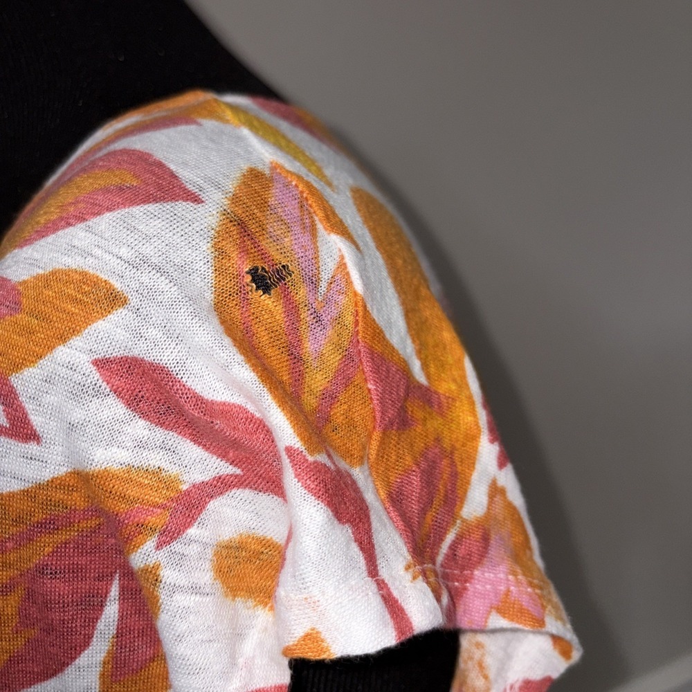 Cynthia Rowley Boho Top Women's Size L Orange Linen Floral Short Sleeve Tunic - Picture 10 of 12